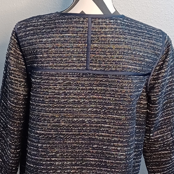 Lafayette 148 New York Old Money Navy Blue Sz M Textured Tweed Office Jacket - Picture 7 of 14